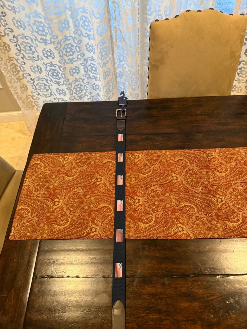 Penguin Men's Size 32 Navy American Flag Belt MSRP $60